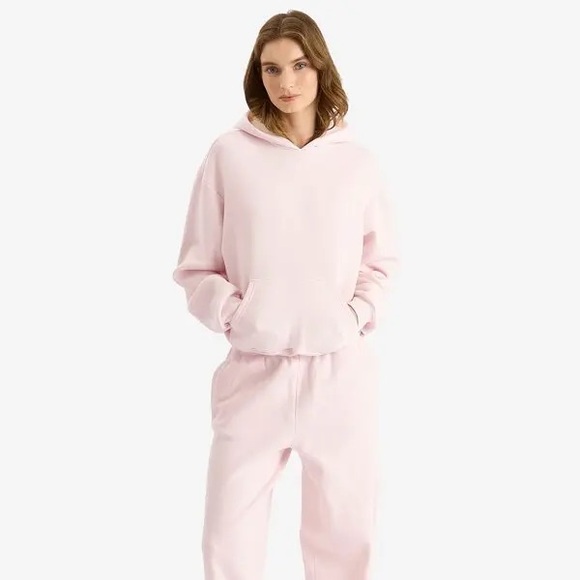 SKIMS cotton fleece classic pullover barely Pink Hoodie - Picture 4 of 7